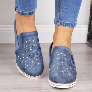 2019 Spring Women Casual Leather Flats Wedge Women