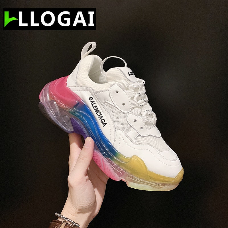 Rainbow Sole Lace-up Ladies Shoes