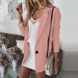 Casual Blazer Women Basic Notched Collar