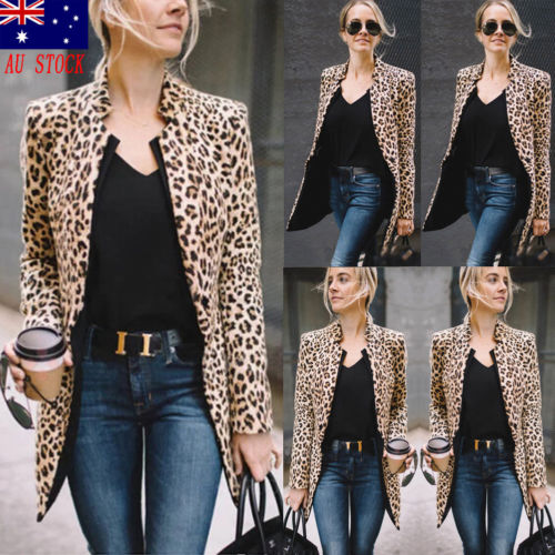 Fashion Leopard Print Blazer Winter Women